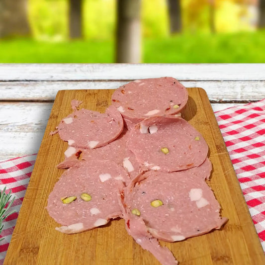 Mortadella di suino nero al Crusco e Pistacchio